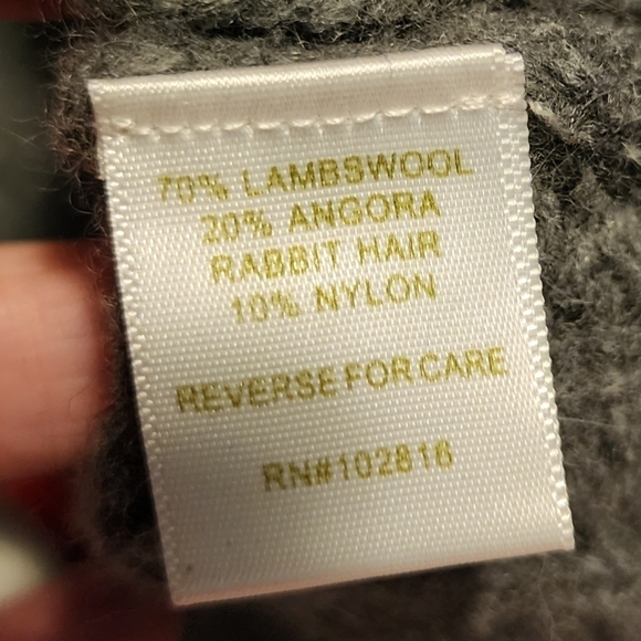 Garnet Hill Grey Ribbed Turtleneck Sweater Angora Rabbit Hair Lambswool Small - Picture 4 of 6